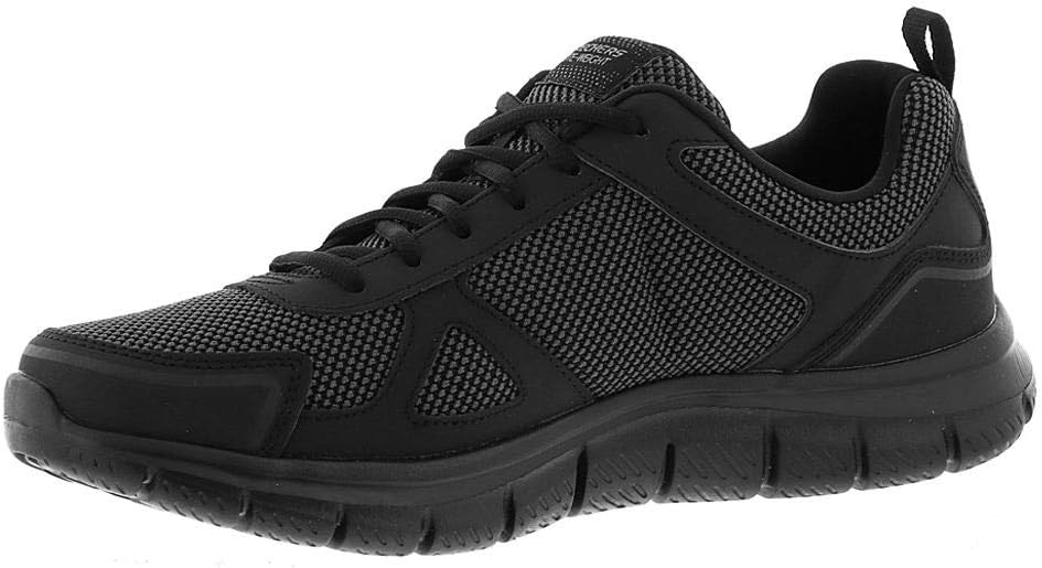 Skechers Men's Track Bucolo Trainers Oxford 52630 Memory Foam Lightweight Sneakers Black Leather Mesh