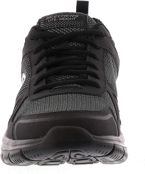 Skechers Men's Track Bucolo Trainers Oxford 52630 Memory Foam Lightweight Sneakers Black Leather Mesh