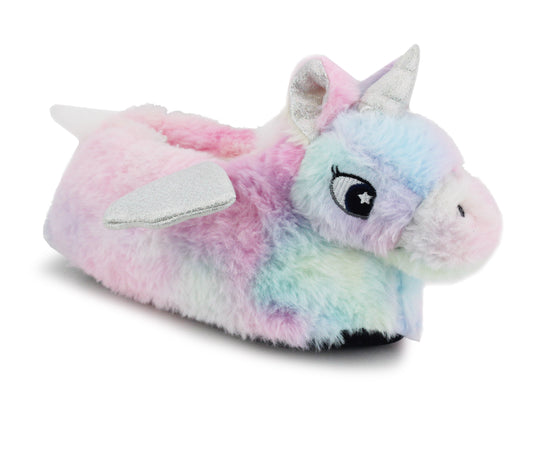 Girls Unicorn Novelty Plush Fluffy Faux Fur Slippers Kids - Youth sizes