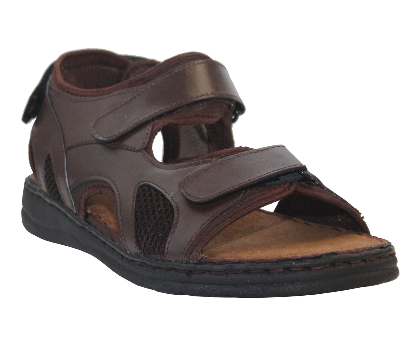 JOHN Mens Brown Leather Hiking Sandals