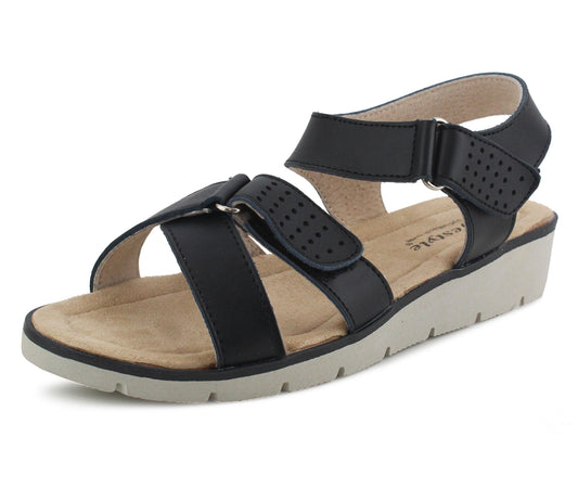 STEPHANIE Womens Leather Slingback Sandals in Black
