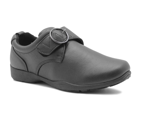 Womens Touch Fasten Slip On Black Faux Leather Ladies Smart Casual Office Nurse Easy Wear Loafers Flats Pumps Shoes