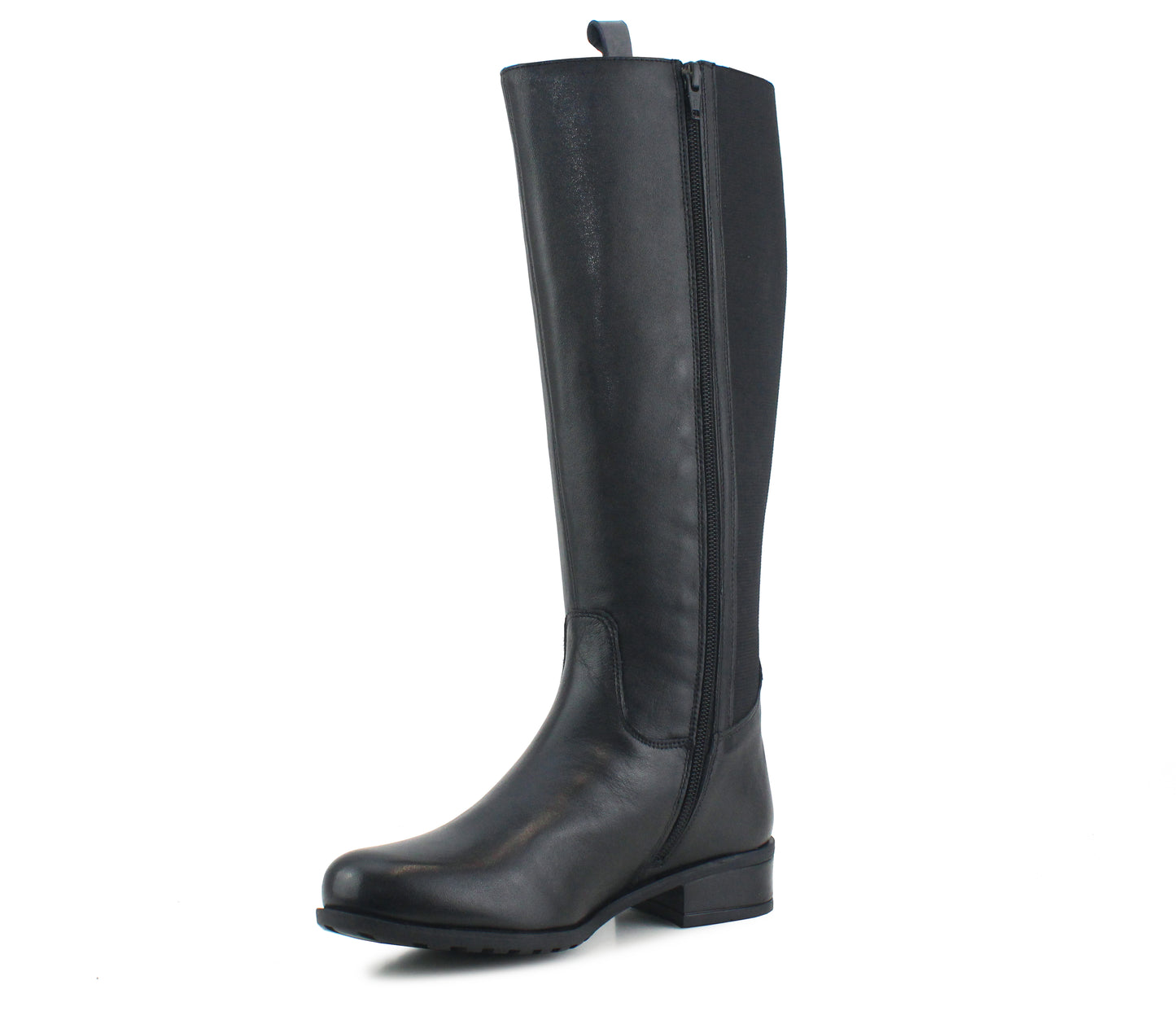 CATE Womens Genuine Leather Knee High Riding Boots in Black