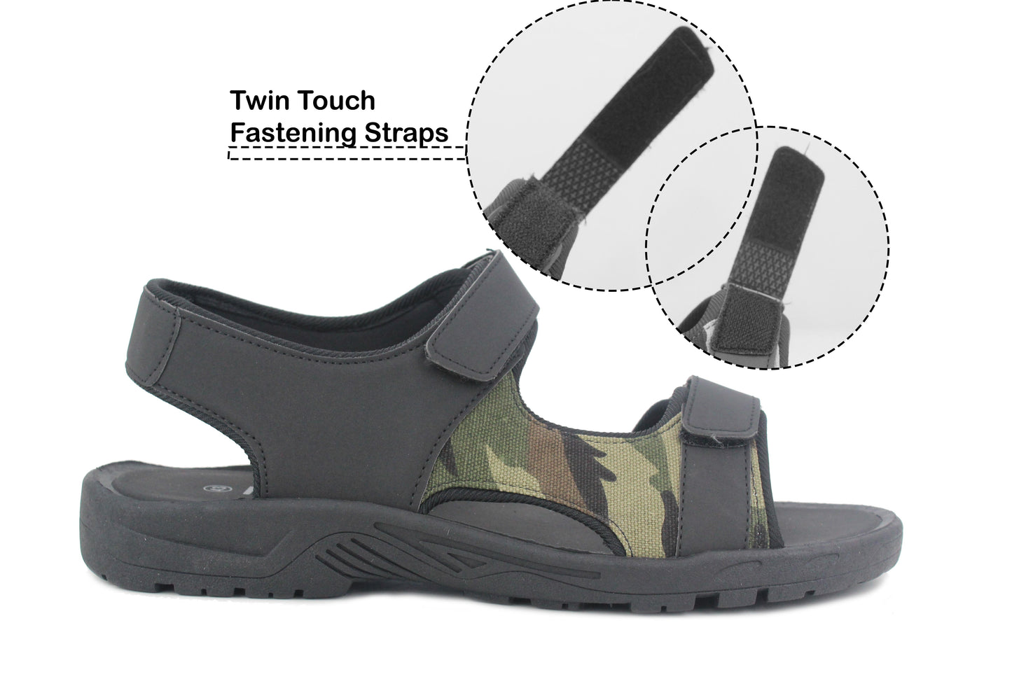 B204220 Mens Trekking Sports Sandals in Black