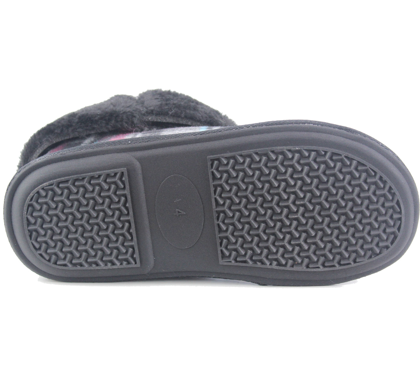 PHOEBE Womens Faux Fur Ankle Slippers in Black Check