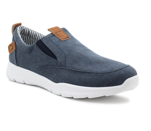 GEOFF Canvas Denim Slip On Trainers in Navy