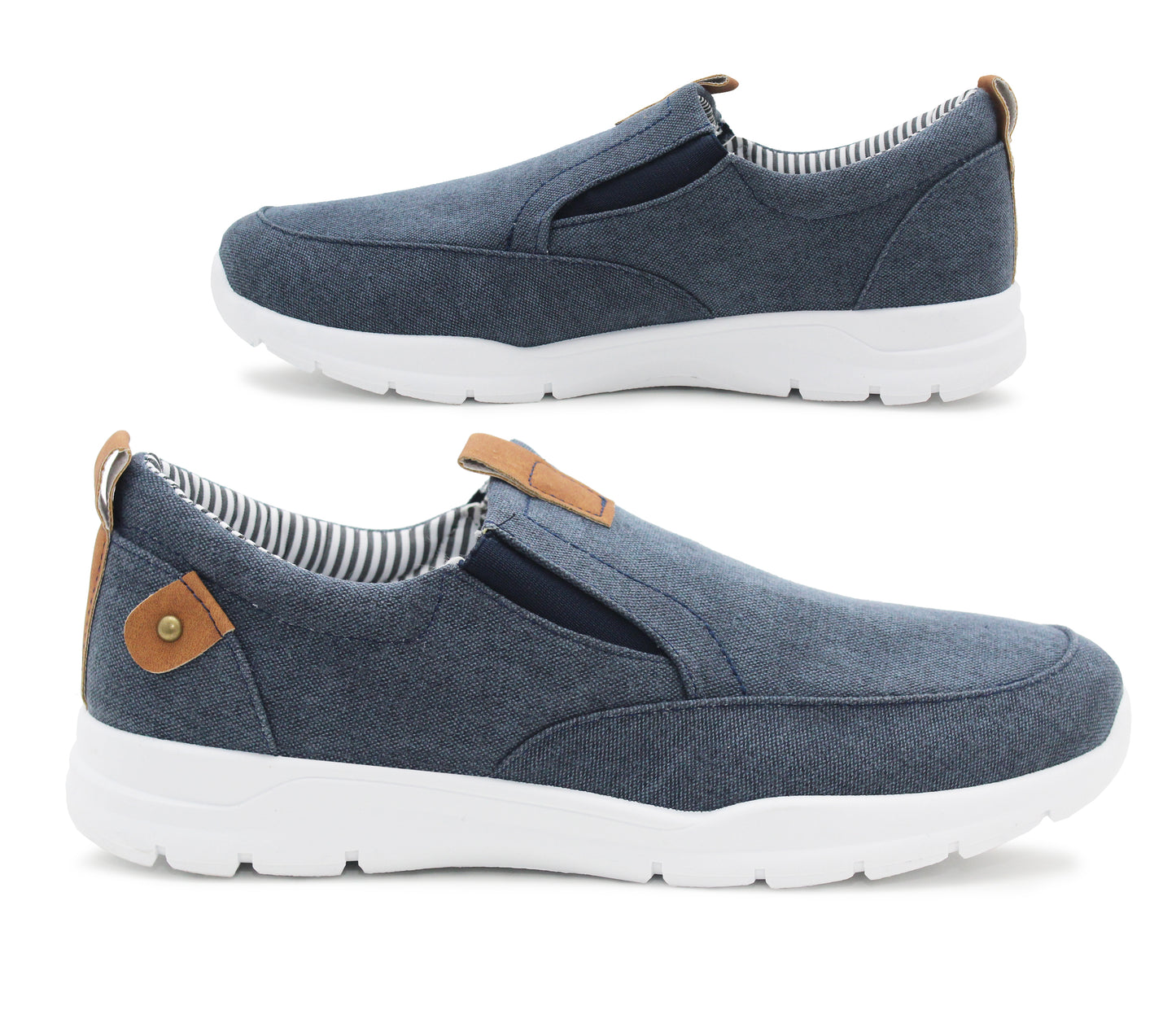 GEOFF Canvas Denim Slip On Trainers in Navy