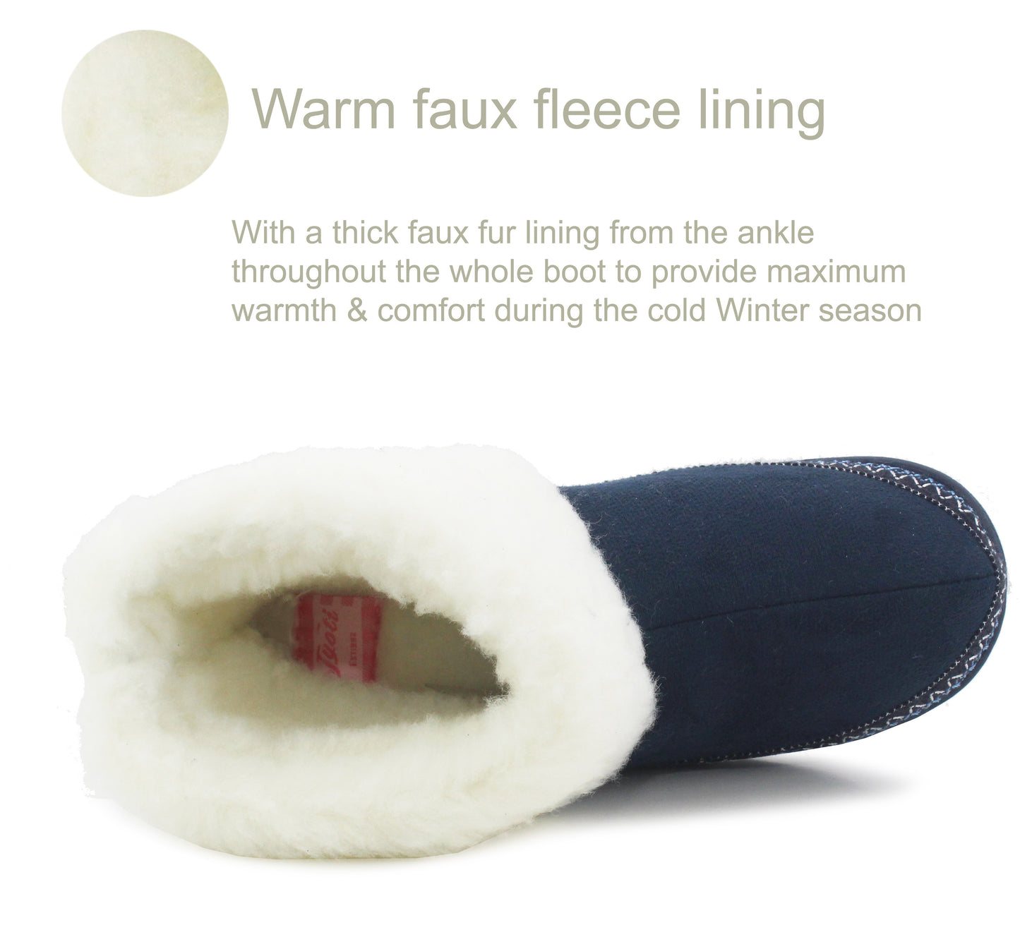 BARBARA Womens Faux Fur Ankle Boot Slippers in Navy