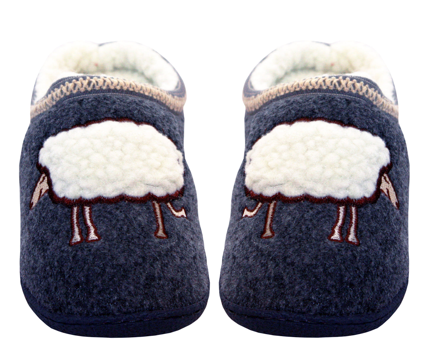 Beatrix Womens Fleece Faux Fur Lined Slippers in Navy