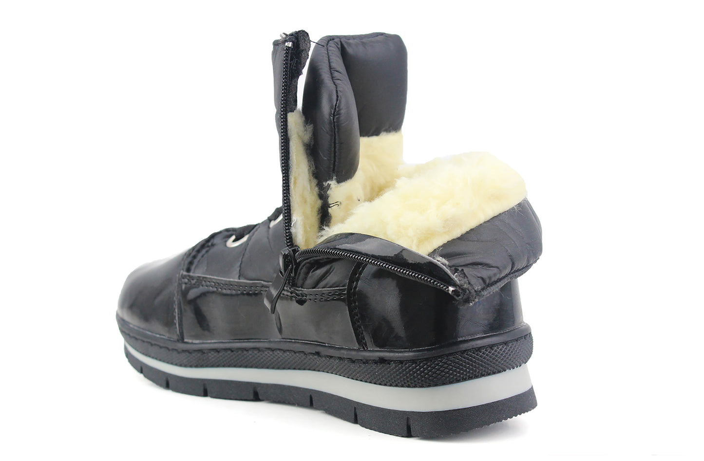 B0407 Womens Thermal Faux Fur Thick Ankle Snow Boots in Black