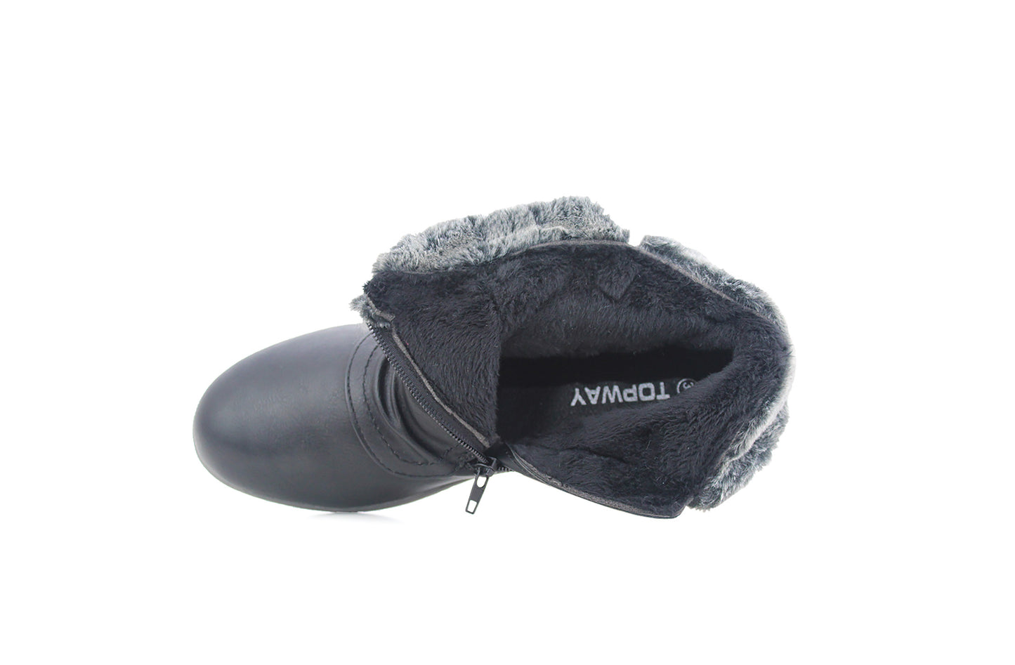 B769000 Womens Faux Leather Fur Lined Ankle Boots in Black