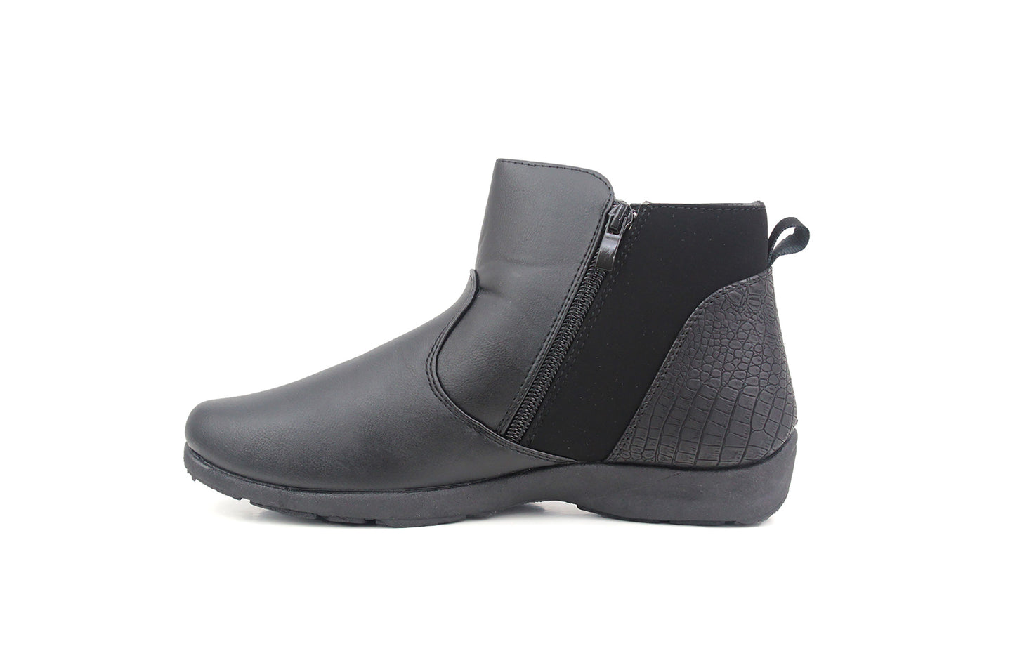 A2908 Womens Faux Leather Ankle Boots in Black