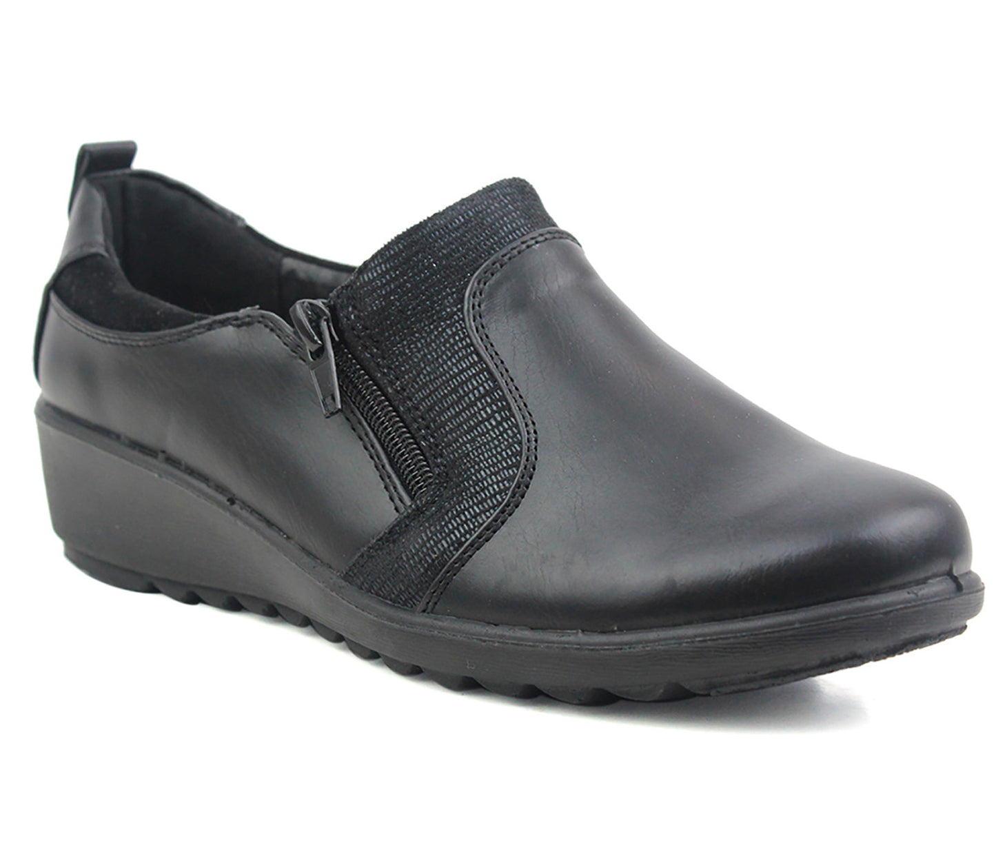PIXIE Womens PU Office Nurse Work Loafers in Black