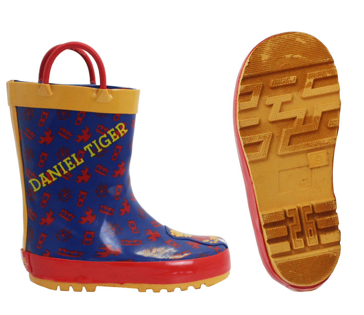 DTX057 Boys Kids Mid Calf Wellies in Navy & Red