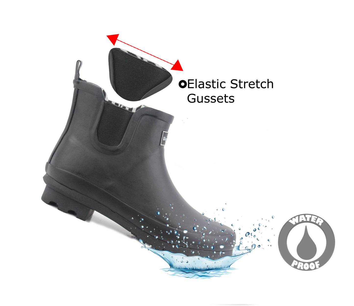 PEPE Womens Ankle High Wellies in Black