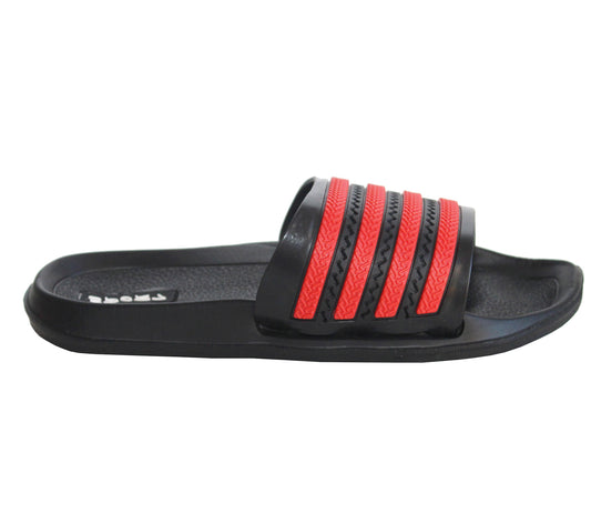 C70 Boys Kids Lightweight Pool Sliders in Black & Red