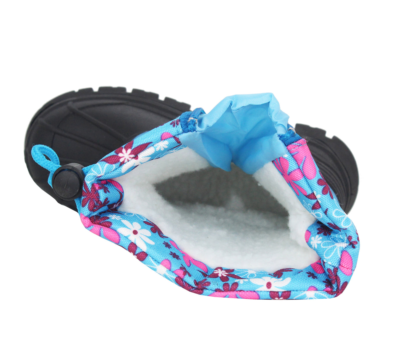 B181873 Girls Kids Floral Warm Snow Boots in Blue