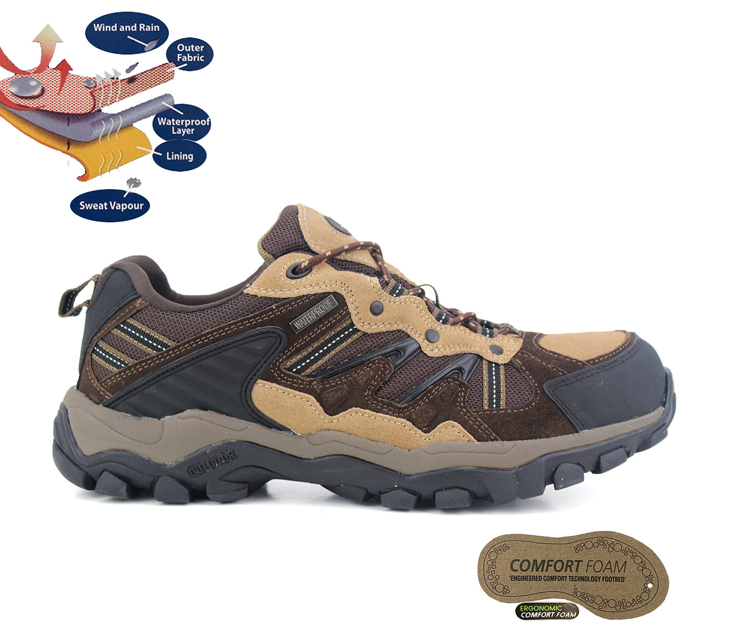 CONISTON Mens Suede Leather Hiking Boots in Brown Tan
