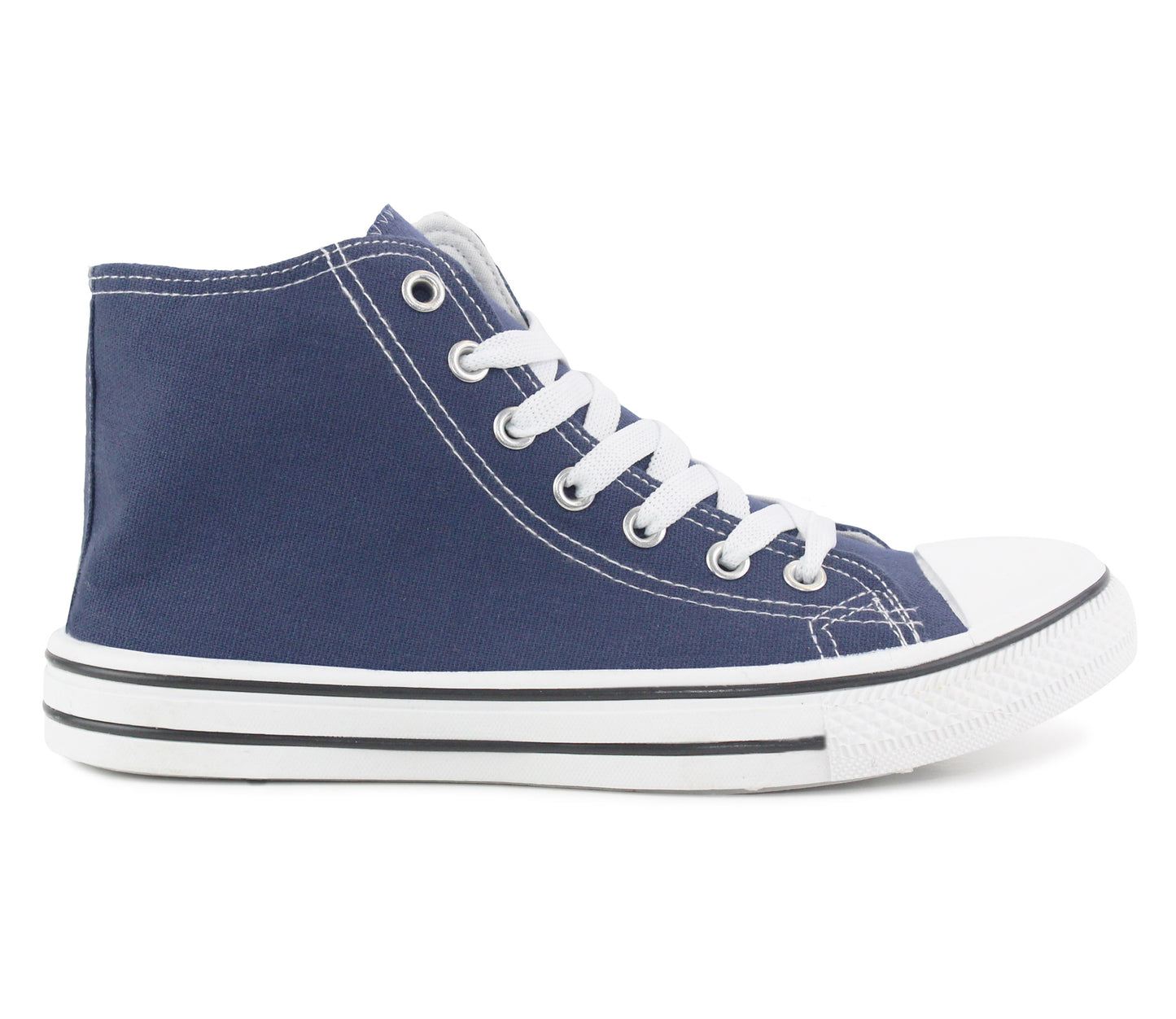 B262189 Womens Canvas High Top Sneakers in Navy