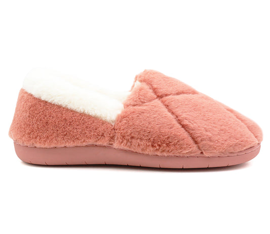 SHARON Womens Faux Fur Lined Slippers in Pink