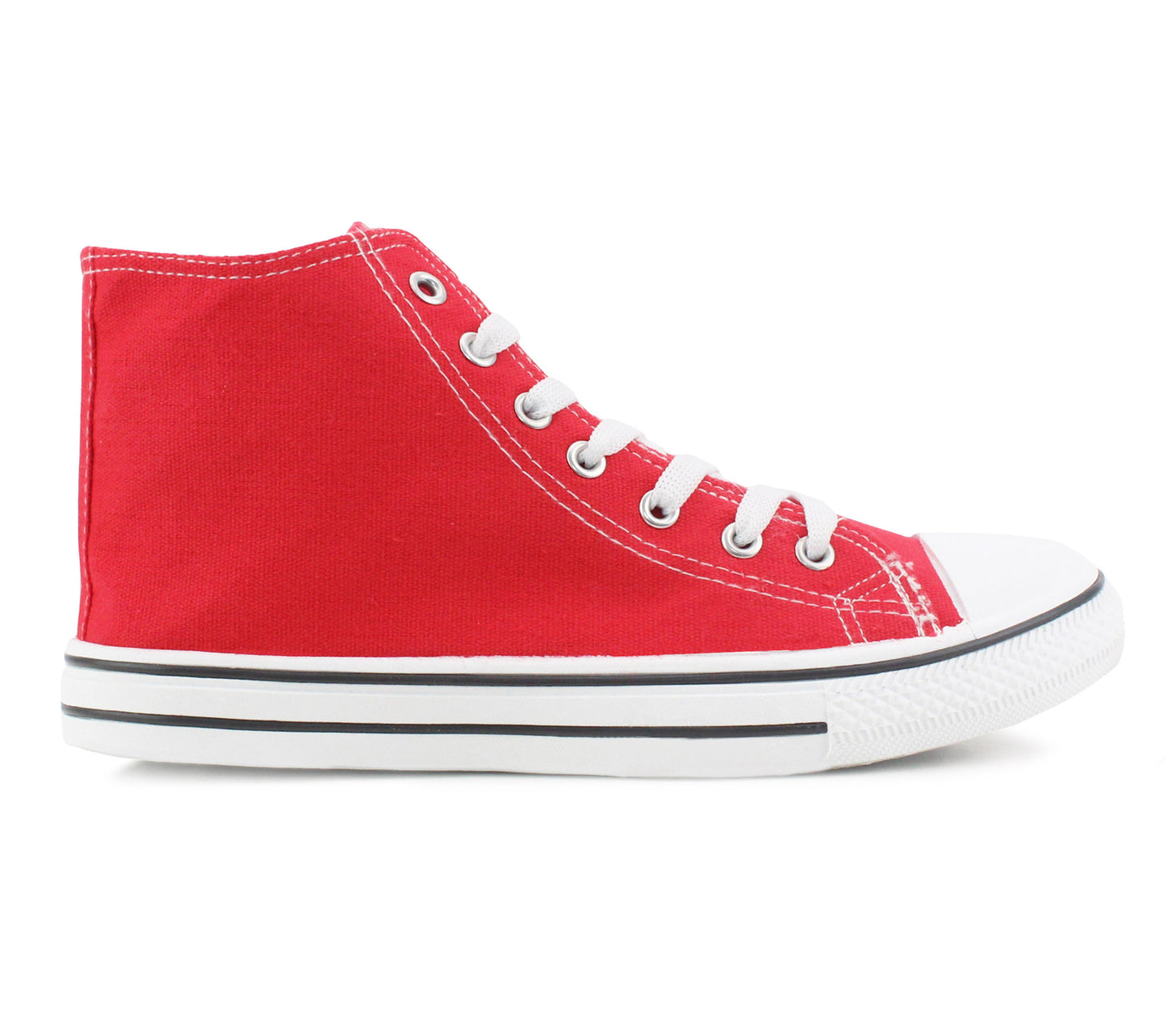 B262189 Womens Canvas High Top Sneakers in Red