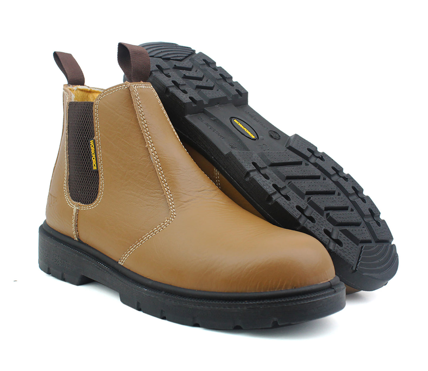 WF-16 Mens Leather Safety Dealer Boots in Tan