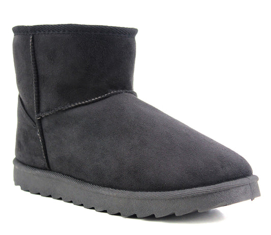 B772063 Womens Fur Lined Ankle Boots in Black