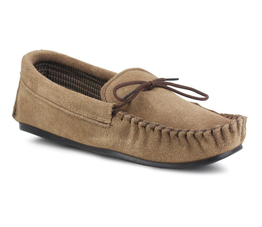 Mens Leather Moccasins in Taupe