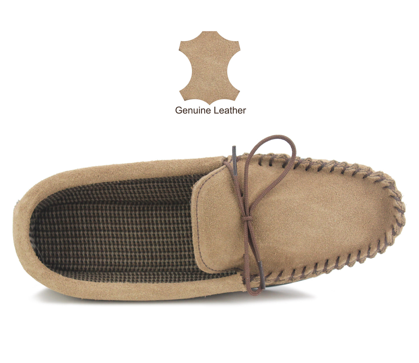 Mens Leather Moccasins in Taupe