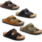 Mens Double Buckle Sandals Adjustable Cork Footbed Slip On Summer Slides
