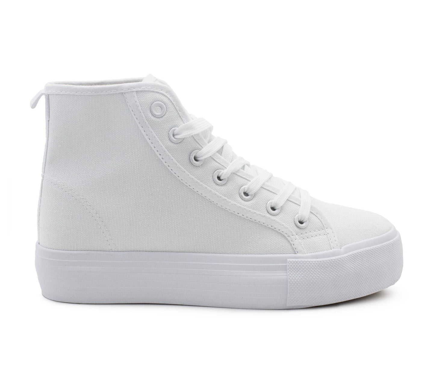 Womens Platform High Top Trainers Canvas Lace Up Sneakers Ladies Chunky Sole Casual Fashion Pumps