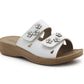 Womens Backless Sandals Touch Fasten Slip On Low Wedge Open Toe Mules Summer Fashion Beach Slides Flip Flops