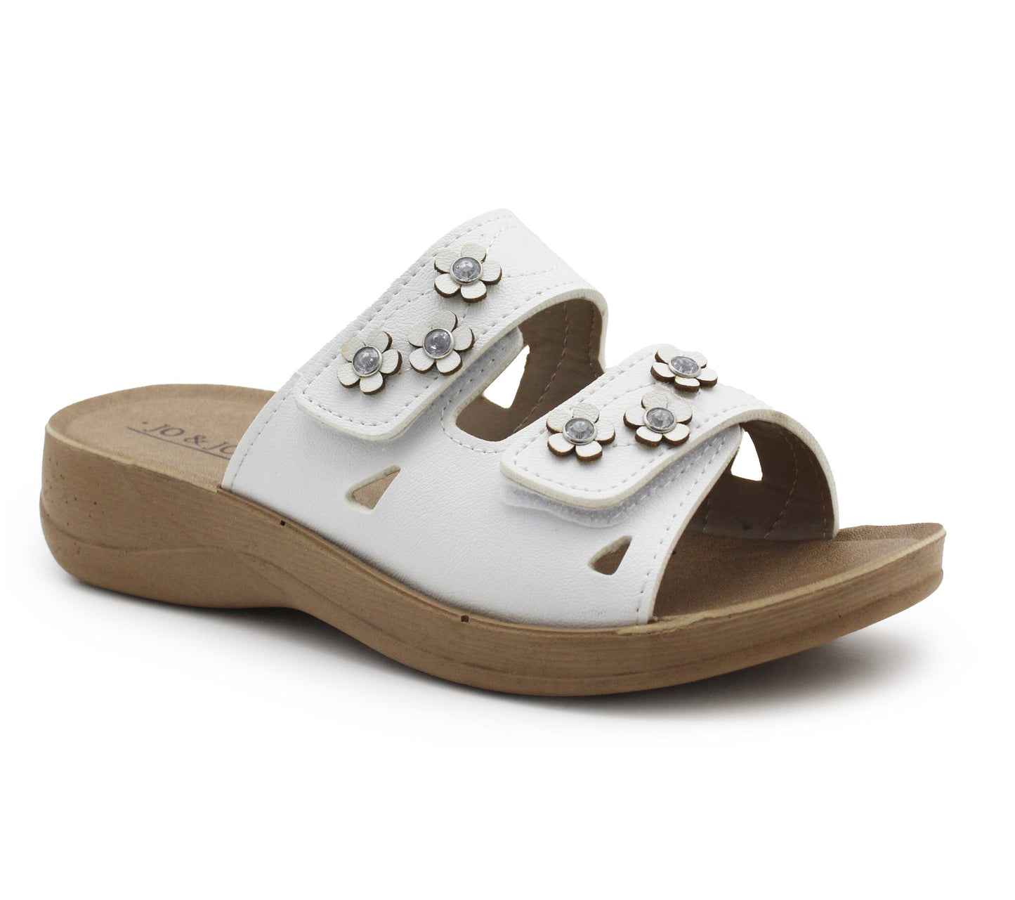 Womens Backless Sandals Touch Fasten Slip On Low Wedge Open Toe Mules Summer Fashion Beach Slides Flip Flops