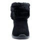Womens Winter Boots Ladies Warm Slip On Ankle Boot Thermal Faux Suede Fur Lined Booties Navy