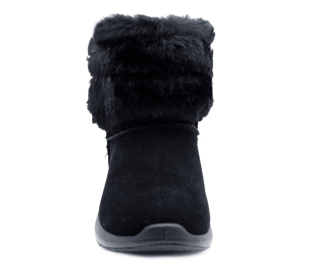 Womens Winter Boots Ladies Warm Slip On Ankle Boot Thermal Faux Suede Fur Lined Booties Navy