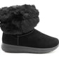 Womens Winter Boots Ladies Warm Slip On Ankle Boot Thermal Faux Suede Fur Lined Booties Black