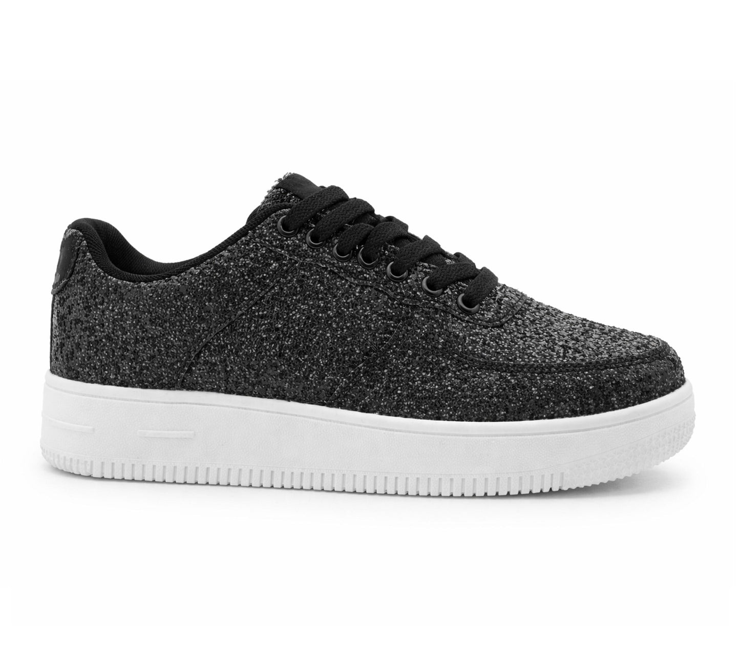 Womens Platform Trainers Ladies Lace Up Glitter Chunky Sole Casual Low Top Fashion Sneakers