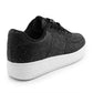 Womens Platform Trainers Ladies Lace Up Glitter Chunky Sole Casual Low Top Fashion Sneakers