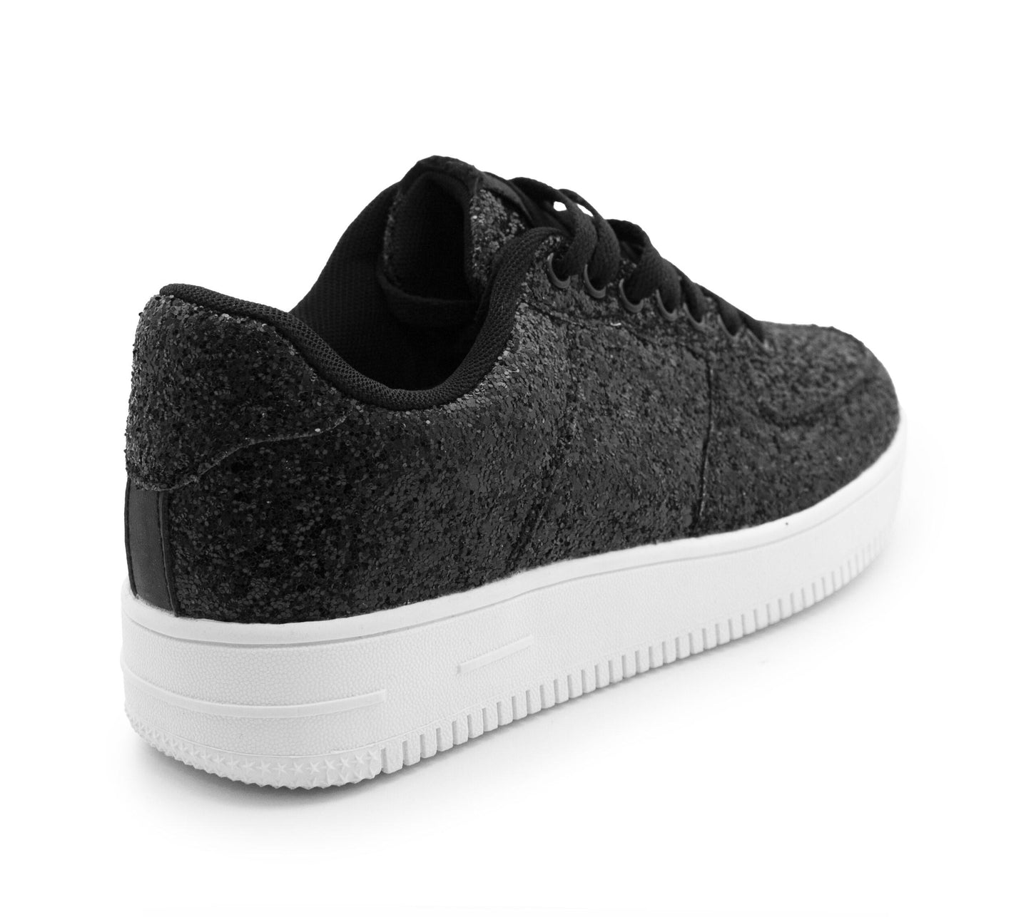 Womens Platform Trainers Ladies Lace Up Glitter Chunky Sole Casual Low Top Fashion Sneakers
