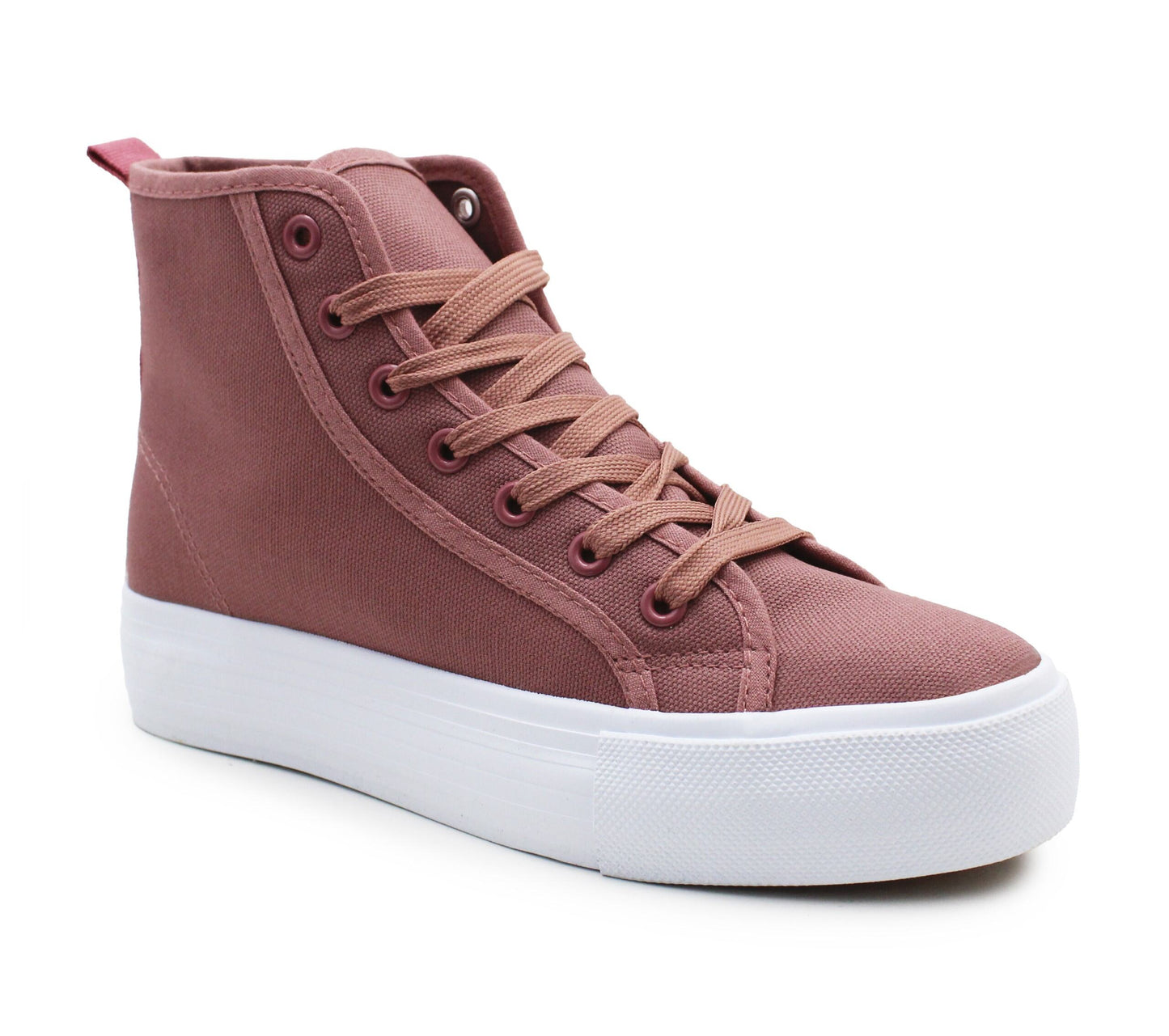 Womens Platform High Top Trainers Canvas Lace Up Sneakers Ladies Chunky Sole Casual Fashion Pumps