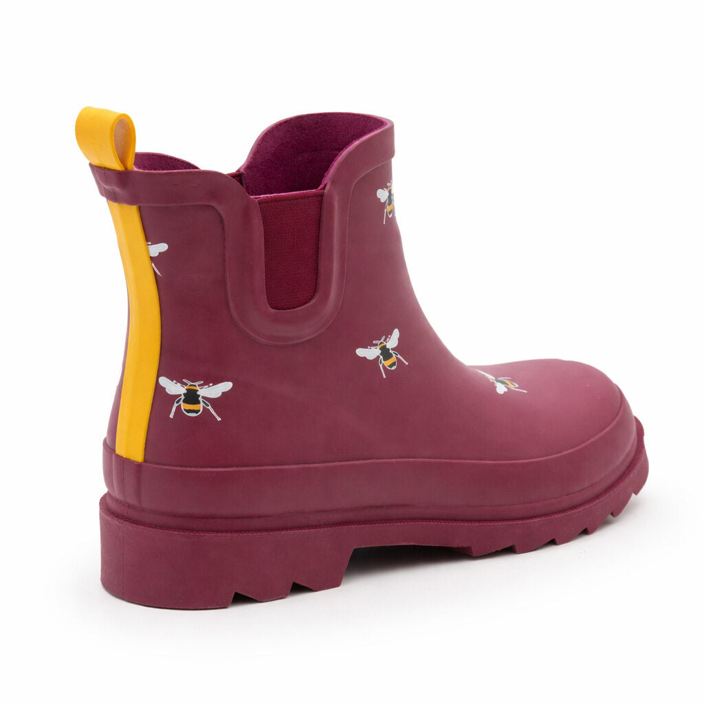 Womens Honey BEE Waterproof Ankle Boots Wellingtons Ladies Slip On Short Chelsea Rain Boots Festival Gardening Wellie Boots (Copy)