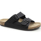 Mens Double Buckle Sandals Adjustable Cork Footbed Slip On Summer Slides