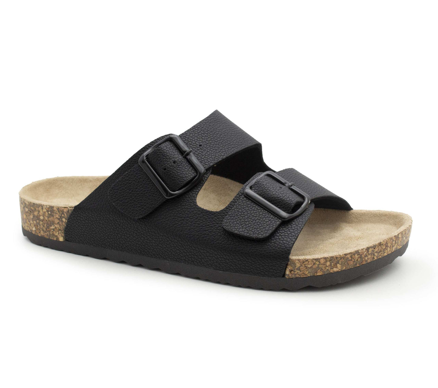 Mens Double Buckle Sandals Adjustable Cork Footbed Slip On Summer Slides