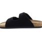 Womens Sandals Cork Footbed Double Buckle Adjustable Strap Slides Open Toe Ladies Summer Beach Slip On Casual Comfort Flat Sandals