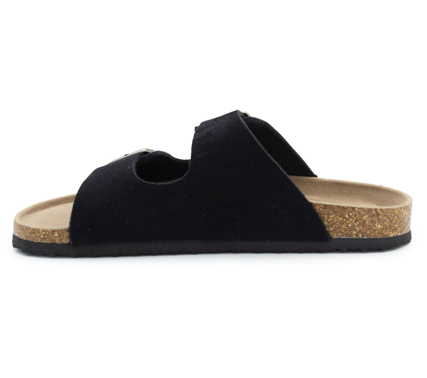 Womens Sandals Cork Footbed Double Buckle Adjustable Strap Slides Open Toe Ladies Summer Beach Slip On Casual Comfort Flat Sandals
