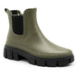 Womens Waterproof Wellies Platform Ankle Boots Chunky Sole Wellingtons Ladies Slip On Short Fashion Wellie Chelsea Rain Boots