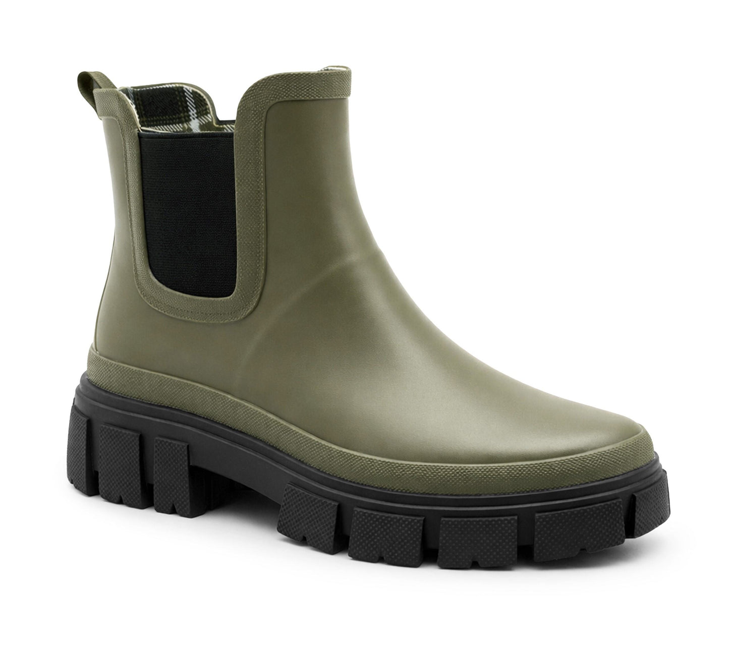Womens Waterproof Wellies Platform Ankle Boots Chunky Sole Wellingtons Ladies Slip On Short Fashion Wellie Chelsea Rain Boots