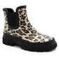 Womens Waterproof Wellies Platform Ankle Boots Chunky Sole Wellingtons Ladies Slip On Short Fashion Wellie Chelsea Rain Boots
