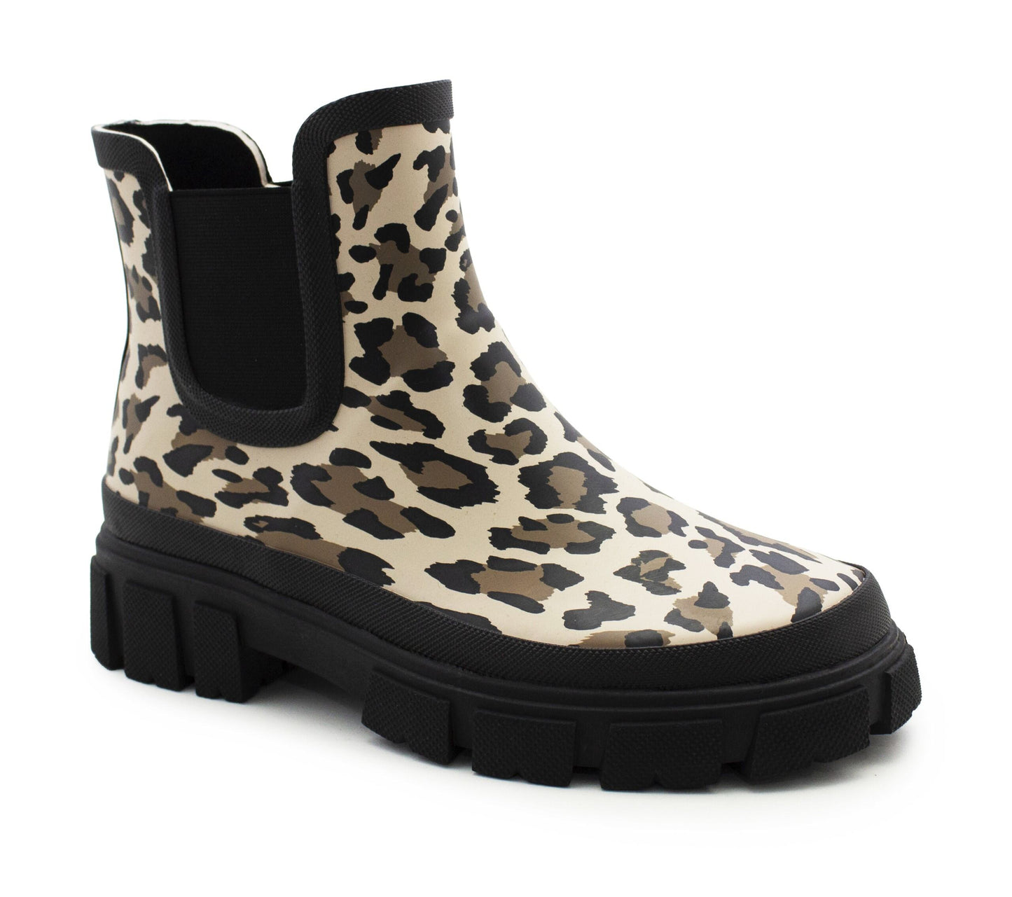 Womens Waterproof Wellies Platform Ankle Boots Chunky Sole Wellingtons Ladies Slip On Short Fashion Wellie Chelsea Rain Boots