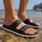 Mens Slide Sandals Lightweight EVA Backless Slip On Adjustable Buckle Straps Pool Sliders Beach Flip Flops Mule Sandals